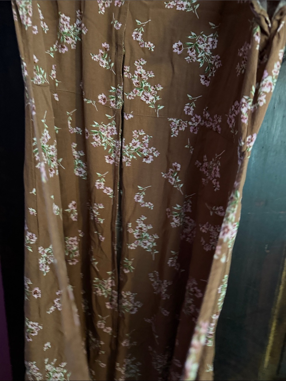 Lucky Brand Brown Floral Maxi Dress with Pink Accents - Picture 2 of 3